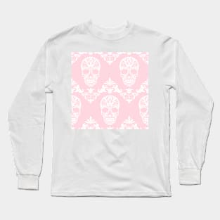 pink victorian skulls gothic Long Sleeve T-Shirt